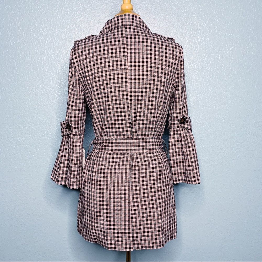 14th & Union Pink Adobe Plaid Trench Coat NWT - Picture 7 of 8